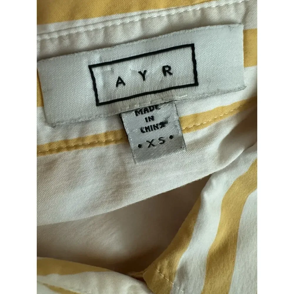 AYR The Deep End Shirt Womens XS Yellow Stripe Button Relaxed Long Sleeve - Picture 4 of 8